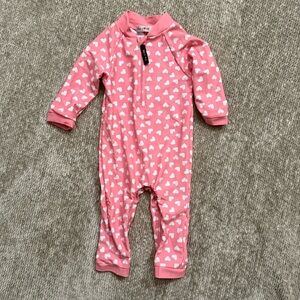For Love Baby Rash Guard Swimsuit 6–12M Pink‎ White Heart Zip One Piece
